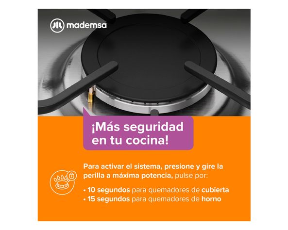 Cocina 4 quemadores MV 120 T negro Mademsa-4