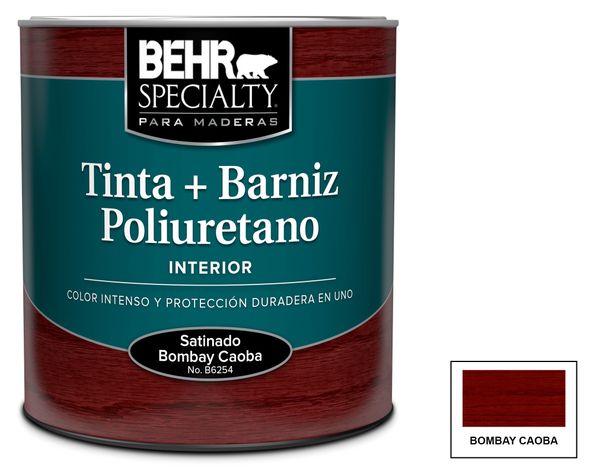 Barniz al agua 1/4 galón caoba brillo Behr-0