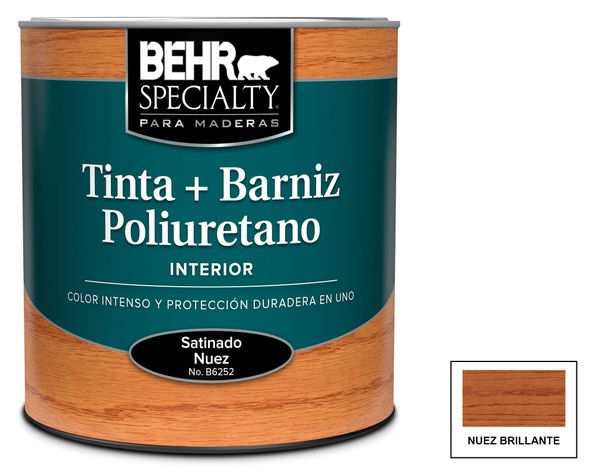 Barniz al agua 1/4 galón nuez brillo Behr-0