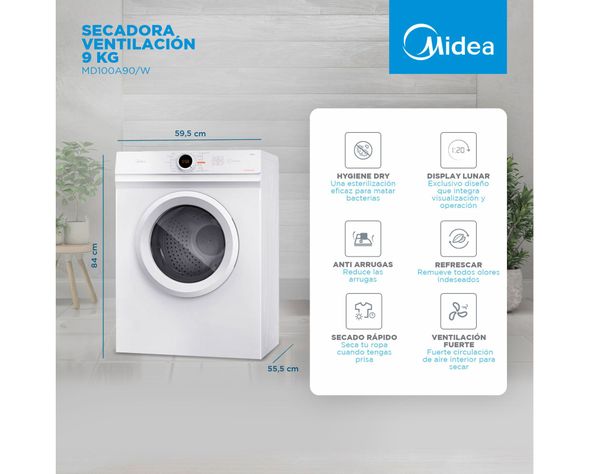 Secadora ventilación 9 kg MD100A90W blanco-4