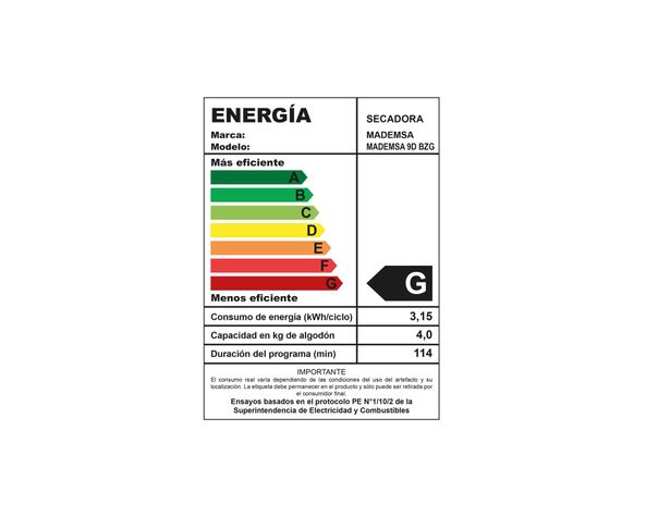 Secadora carga frontal 9 kg 9D BZG blanco Mademsa-9