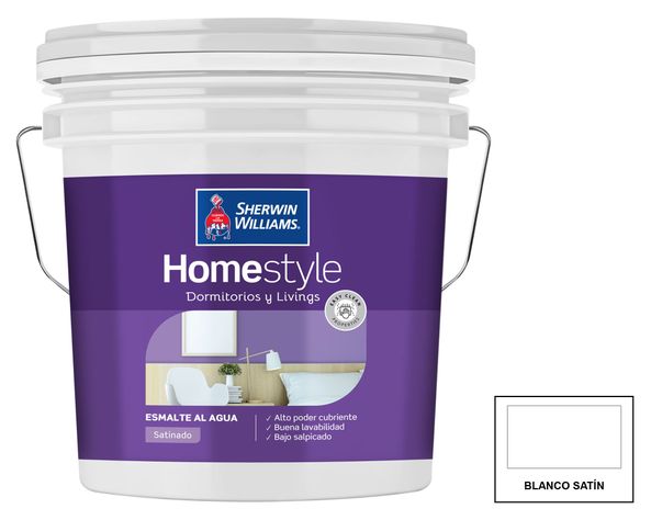 Esmalte al agua tineta Home Style blanco Satinado Sherwin Williams-0