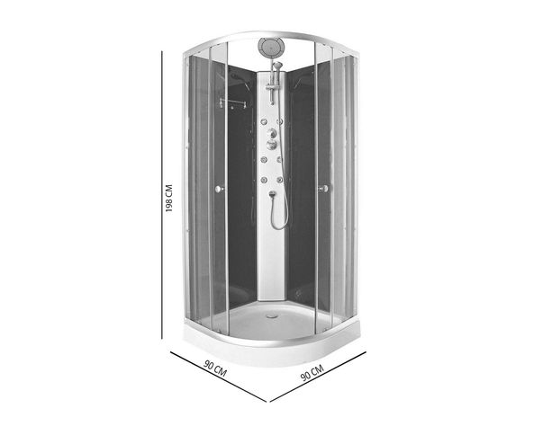 Cabina 198x90x90 cm Curva 6 Jets negro-2