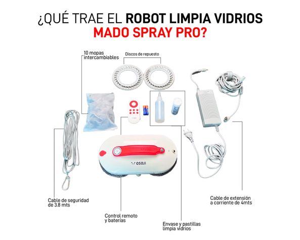 Robot limpiavidrios 90W Mado Spray Plus blanco-4