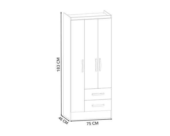 Clóset 3 puertas 2 cajones + Cómoda 1 puerta 5 cajones-8