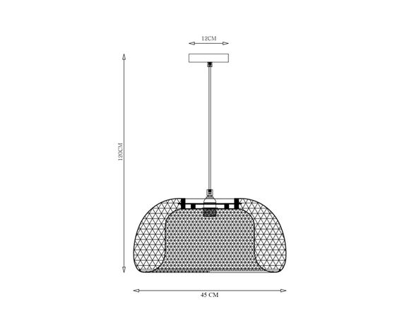 Lámpara colgar 1L E27 45 cm Ratán-4