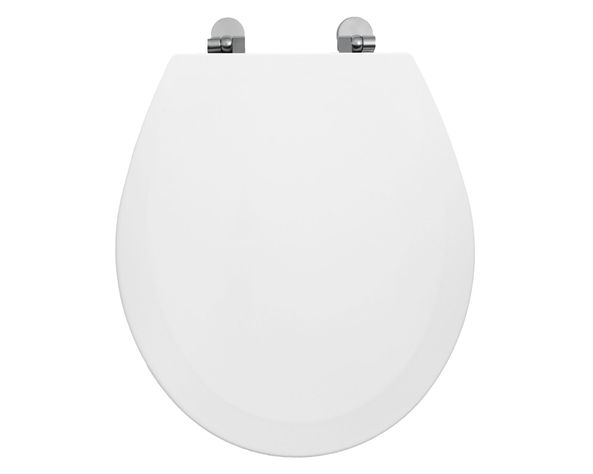 Asiento WC redondo blanco bisagras cromadas-0
