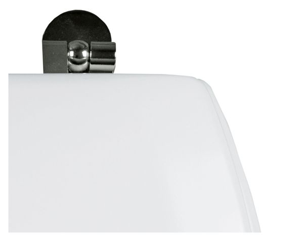 Asiento WC redondo blanco bisagras cromadas-3