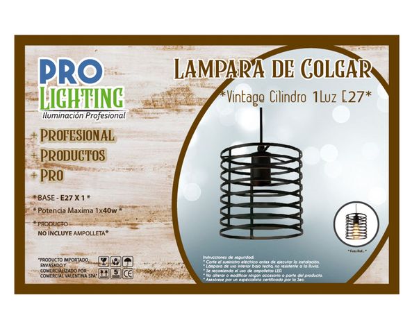 Lámpara colgar 1L E27 Vintage cilindro-1