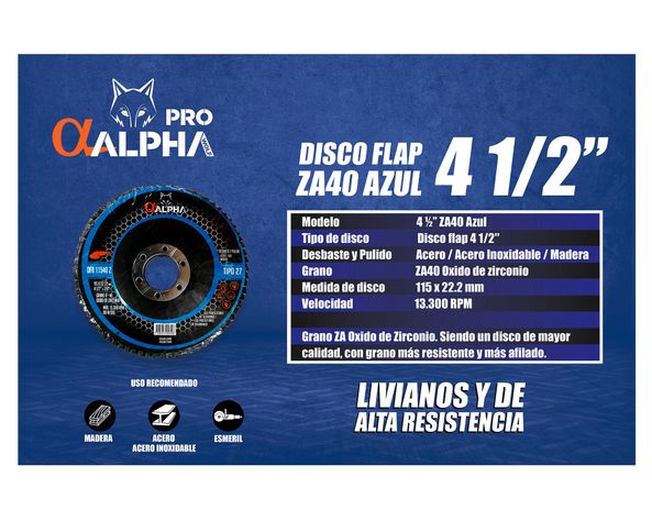Disco flap 4 1/2" ZA40 azul-1