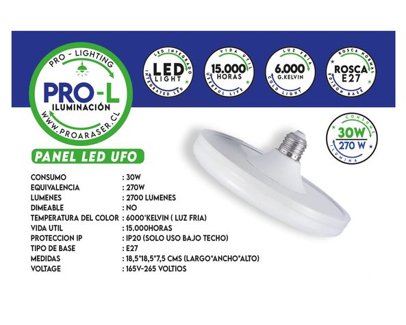 Panel led 30W 6500K Ufo negro-1