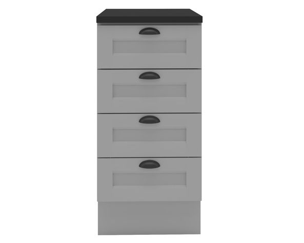 Mueble base cocina 40 cm 4 cajones Premier gris-0