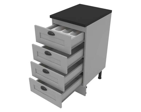 Mueble base cocina 40 cm 4 cajones Premier gris-2