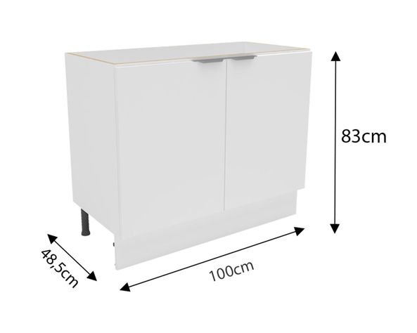Mueble base cocina 100 cm 2 puertas Milano blanco-3