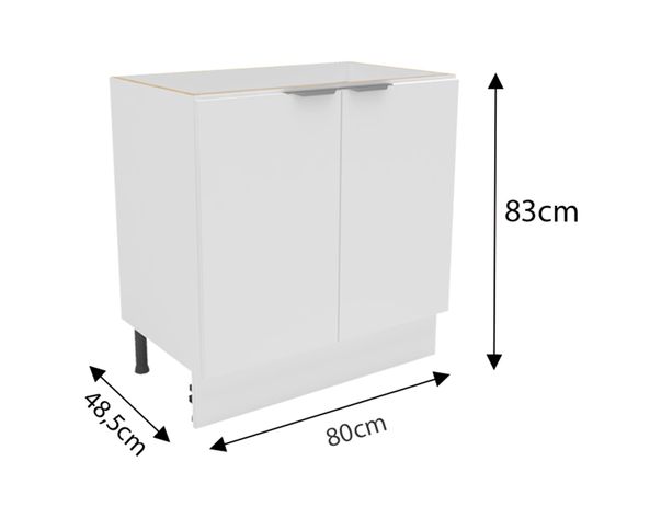 Mueble base cocina 80 cm 2 puertas Milano blanco-3