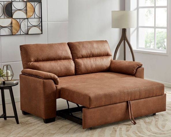 Sofá cama PU caramel-2
