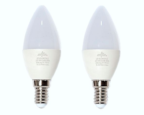 Pack 2 ampolletas Led Vela E14 Cálida 6 W-0