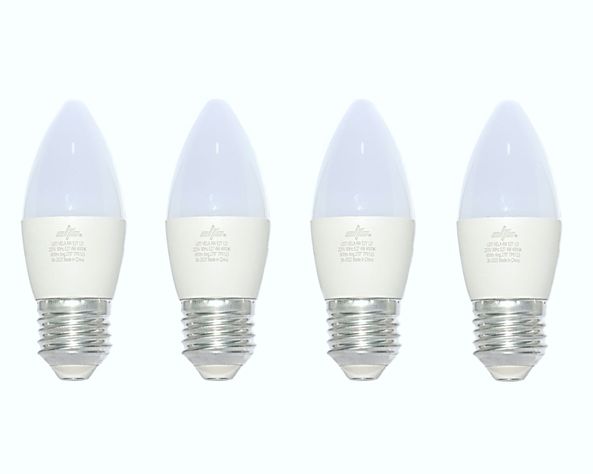 Pack 4 ampolletas Led Vela E27 Día 6 W-0