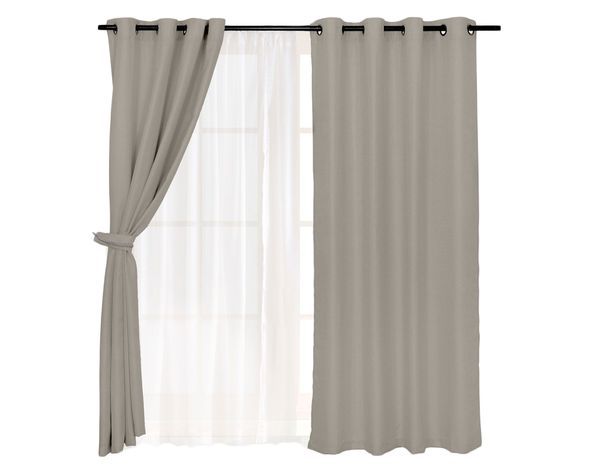 Set cortina Pucón texturada 140x220 cm gris-0