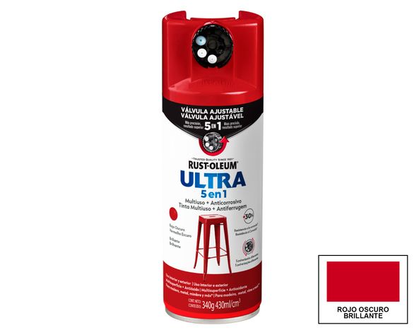 Pintura spray 340 g Ultra 5 en 1 rojo oscuro brillante-0