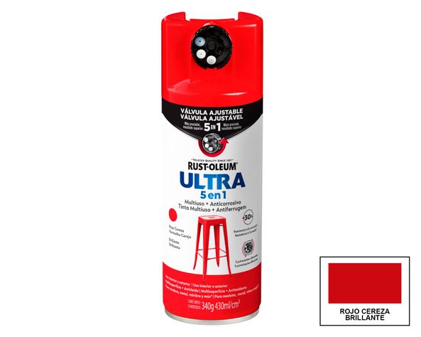 Pintura spray 340 g Ultra 5 en 1 rojo cereza brillante-0