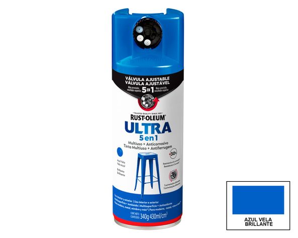 Pintura spray 340 g Ultra 5 en 1 azul vela brillante-0