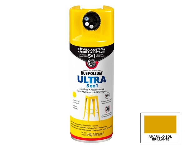 Pintura spray 340 g Ultra 5 en 1 amarillo sol brillante-0