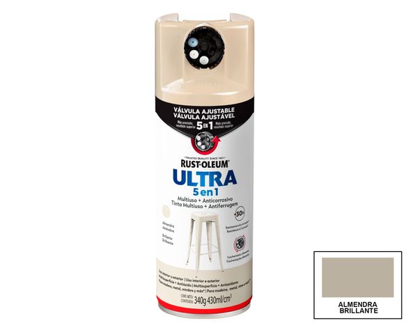 Pintura spray 340 g Ultra 5 en 1 almendra brillante-0