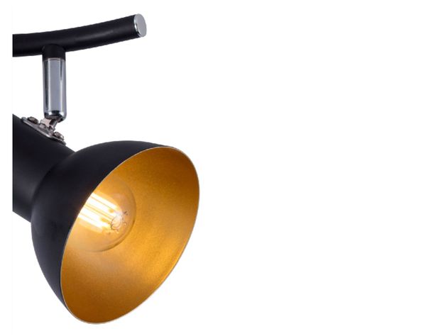 Spot Indus negro/gold E27 2L-1