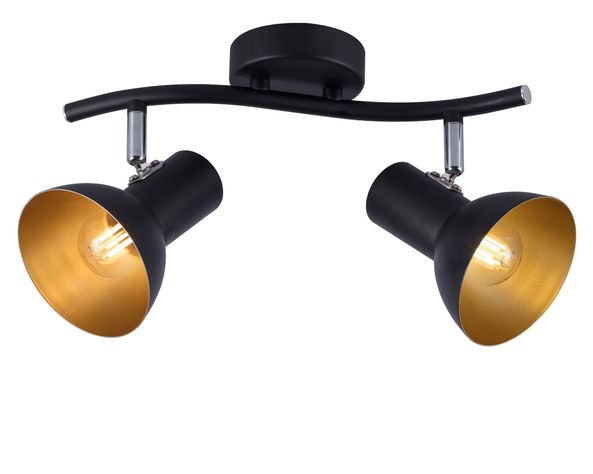 Spot Indus negro/gold E27 2L-0