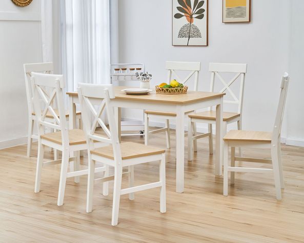 Comedor 6 sillas Romance natural/blanco-4