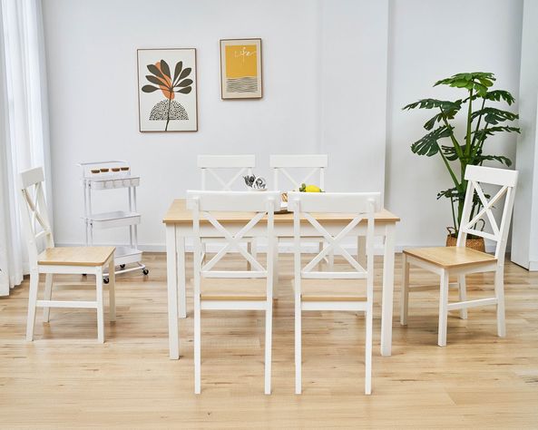 Comedor 6 sillas Romance natural/blanco-3