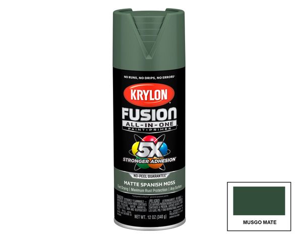 Pintura spray 340 ml Fusion 5X verde musgo mate-0