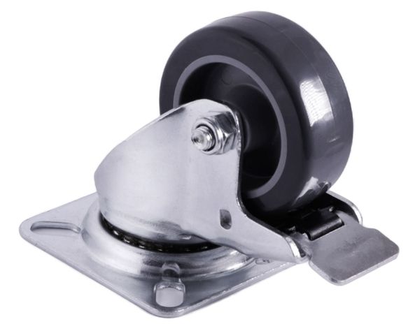 Rueda carga 50 mm agila placa con freno-1