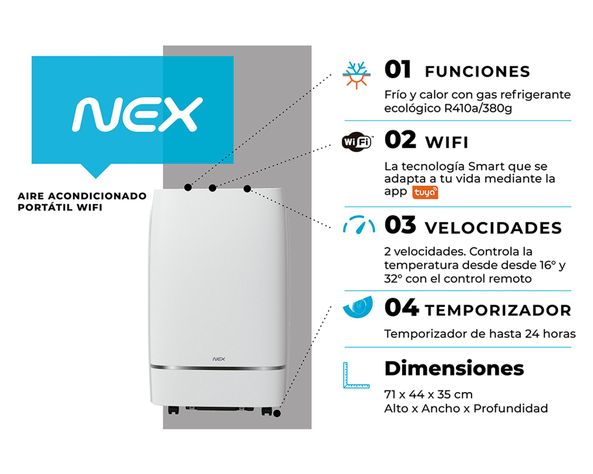 Aire acondicionado portátil 12000BTU frio/calor ACP12188-FCWIFI-4