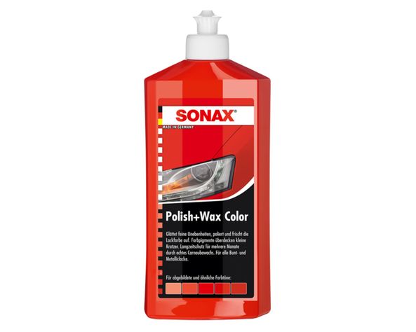 Cera auto 500 ml Polish&wax color rojo Sonax-1