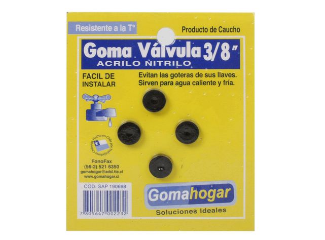 Goma para válvula acrilo nitrilo 3/8 4 unidades Goma hogar-0