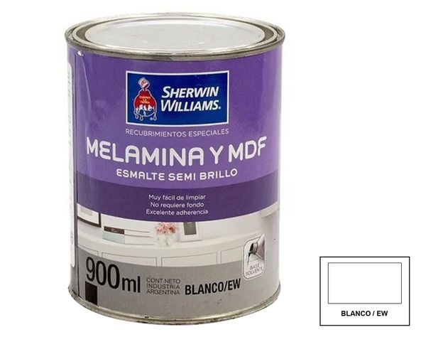 Esmalte melamina y MDF 1/4 galón blanco/EW semi brillante Sherwin Williams-0