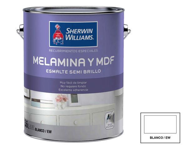 Esmalte melamina y MDF 1 galón blanco/EW semi brillante Sherwin Williams-0