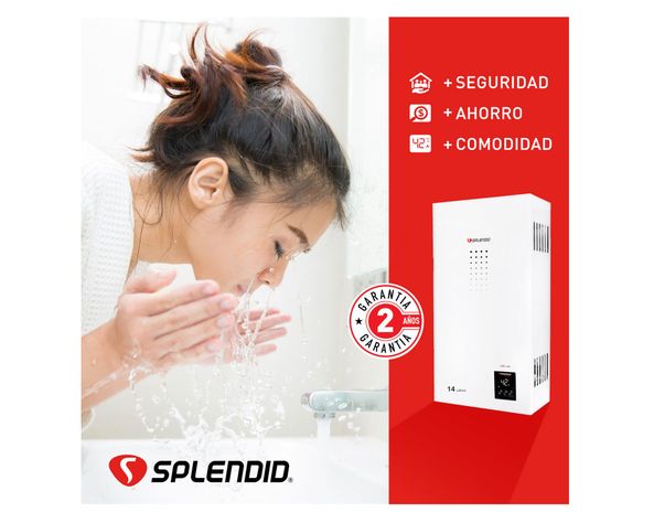 Calefont ionizado tiro natural 14 litros gas licuado Templatech Splendid-2