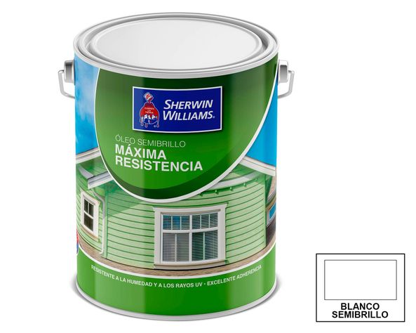 Óleo 1 galón Máxima resistencia blanco semi brillante Sherwin Williams-0