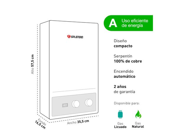 Calefont tiro forzado 10 litros gas natural Master Splendid-5