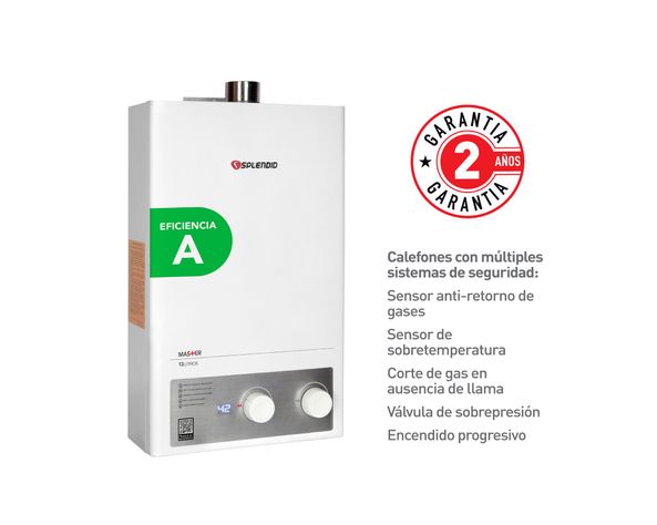 Calefont ionizado tiro forzado 13 litros gas licuado Master Splendid-3