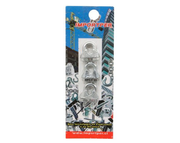 Pack 3 abrazaderas para cable 3/16'' galvanizada Imporper-1
