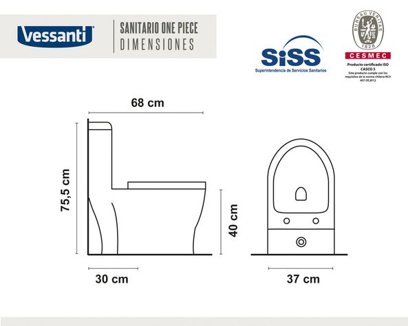 One piece 30 cm Dual flush Atenas Vessanti-8