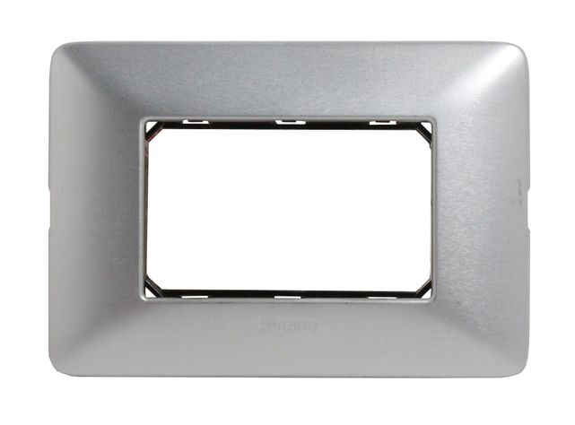 Placa 3 módulos matix aluminio natural Bticino-0