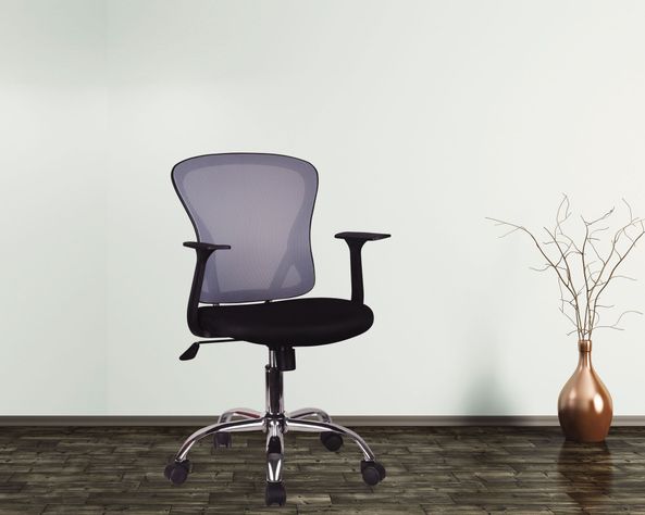 Silla de escritorio gas malla cromada gris/negro M+Design-4