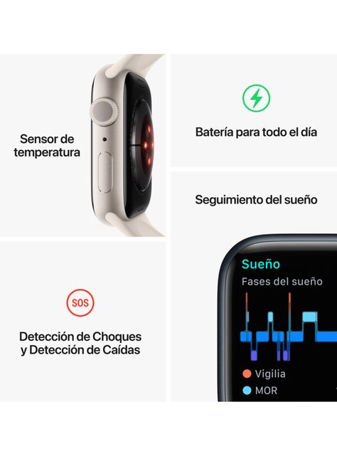 Apple Watch Series 8 41mm GPS Caja Aluminio y Correa Deportiva Blanco Estelar-7