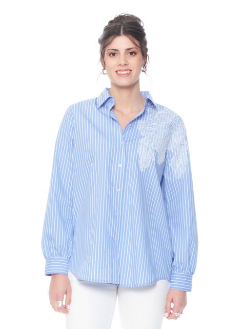 Blusa Manga Larga Listada con Bordado-0