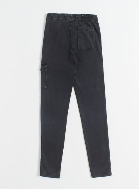 Jeans Cintura Elasticada y Bolsillo Cargo-1